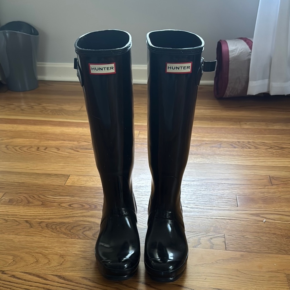 Hunter Black Tall Rain Boots